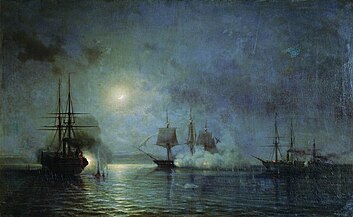 Ночное нападение на 44-пушечный фрегат «Флора» с 5 на 6 ноября 1853 года. 1857 год.