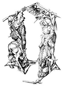 Буквица «Q» из фантастического алфавита, Германия, 1467 г.