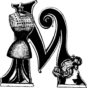 Фредерик Фронт, буквица «M» из книги Леона Риотора, Le Mannequin, Париж, компания с ограниченной ответственностью La Plume, художественная и литературная библиотека, 1900 г.