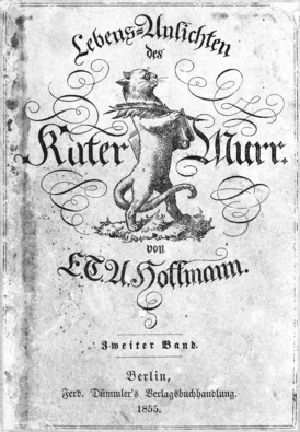 Издание 1855 года. На обложке книги рисунок кота Мурра, предположительно выполненный самим Гофманом