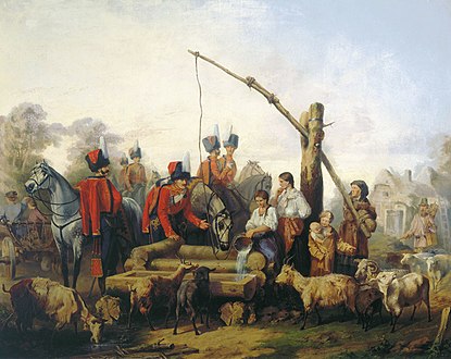 Лейб-гусары поят лошадей (1853).