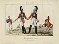 Чёрные мушкетёры в повседневной форме, гравюра Ф. Д. Н. Дьедонне, 1815