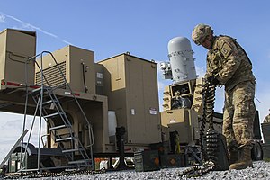 Phalanx LPWS в ходе батальонного учения на военной базе Форт-Кэмпбелл, штат Кентукки, 7 ноября 2017.