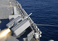 A Sea Sparrow missile being launched by USS Makin Island
