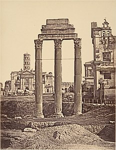 Храм Диоскуров в середине XIX века (вид на Колизей)