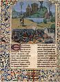Роланд в Ронсевальском ущелье. Миниатюра из рукописи «Букета историй» Жана Манселя, вторая половина XV века