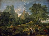 Пейзаж с Полифемом. 1649, холст, масло, 155 × 199 см. Государственный Эрмитаж