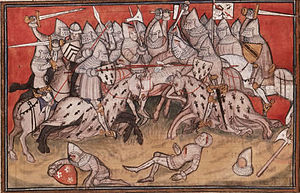 Битва при Оре. Миниатюра Жана Кювилье (около 1400 года)