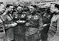 Командование 212-го ГСП: кап. Алексеев, майор Пономарёв, майор Стрищенко, полк. Чусовитин И.А., п/п Некрасов, майор Леонов. 1944