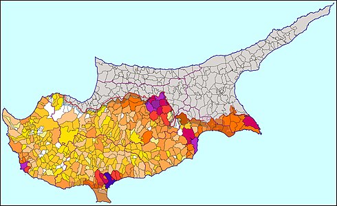 Общины Республики Кипр по количеству населения по переписи 2001 года