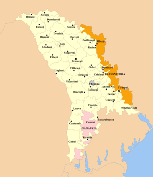 Административно-территориальные единицы левобережья Днестра на карте
