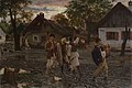 «Счастливы братья, бедная их мать», картина Уроша Предича, 1887 год. Братья одеты в сербский костюм Баната, а волынщик — в словацкий костюм.