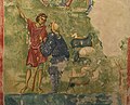 Пастухи, фрагмент фрески «Рождество Христово», монастырь Сопочаны, XIV век