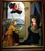 Благовещение Марии. Около 1515 г. Дерево, масло. Церковь Сан-Пьетро, Пьеве (Корсика)