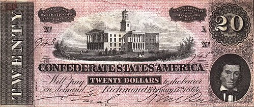 20 долларов КША образца 1864 года с портретом Стивенса