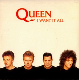 Обложка сингла Queen «I Want It All» (1989)