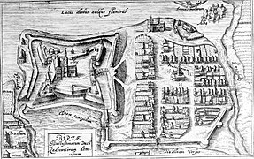 Биржайский замок и город на плане Томаша Маковского, 1600-е гг.