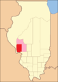 Территория округа после его создания в 1821 году, включая временно присоединённые территории