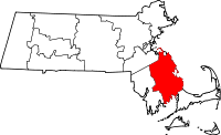Округ Плимут, штат Массачусетс на карте