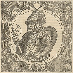 Скиргайло. Гравюра из издания «Описание Европейской Сарматии» Гваньини (1581), это же изображение использовано составителем и как портрет легендарного князя Крака