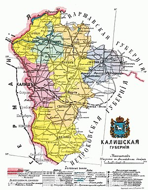 Калишская губерния на карте