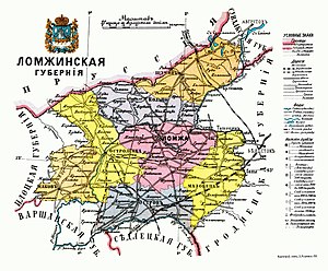 Ломжинская губерния на карте