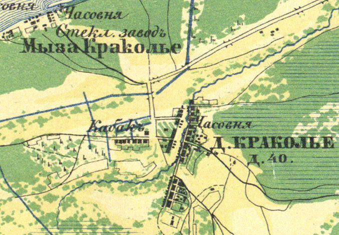 Деревня Краколье на карте 1860 года