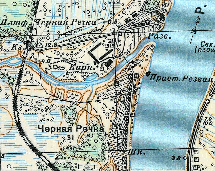 План деревни Чёрная Речка и посёлка Резвых. 1939 год