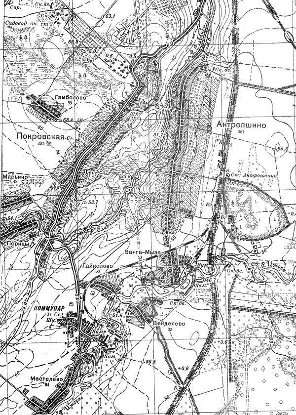 Слобода Антропшино и посёлок Коммунар. 1939 год