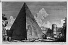 Пирамида Цестия в Риме. Офорт из серии «Римские древности». 1756.
