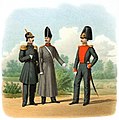 1846-1854. Штаб-офицер в сюртуке, обер-офицеры в походной и праздничной форме.