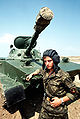 Советский морской пехотинец у танка ПТ-76 (Севастополь, 1989 год)