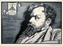 Павел Шиллинговский. Портрет Теодора Залькална. Ксилография, 1918 год