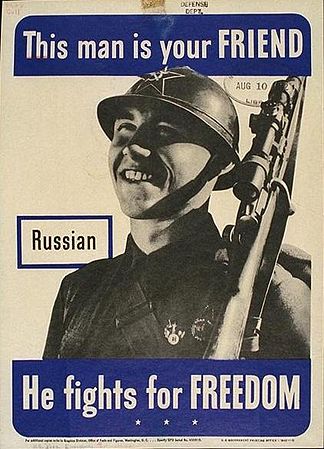 Плакат западных союзников «Русский — это твой друг. Он сражается за свободу»