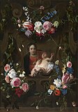 Совместно с Д. Зегерсом. Мадонна и Младенец Иисус в цветочной гирлянде. Королевский музей изящных искусств, Антверпен