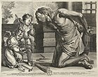 Христос, склонившийся перед орудиями Страстей. Между 1625 и 1670. Офорт