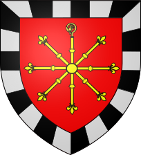 Герб французской коммуны Крейвик с посохом епископа вместо верхней спицы