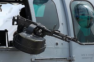 FN MAG, установленный в дверном проёме вертолёта Eurocopter EC725 представленный в 2007 г. на авиасалоне в Ле Бурже.