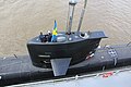 Подводная лодка типа «Готланд», 1995 год. Видны как поднятые устройства, так и крышки не поднятых.