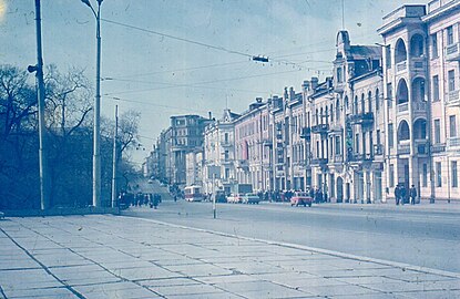 Трамвай на Ленинской ул., февраль 1982 г.