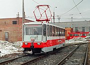 Tatra T6B5 из Владикавказа, переделанный в модель 71-401 проходит испытания в Екатеринбурге. 1998 год.