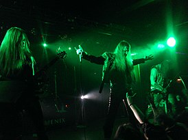 Nargaroth в клубе «Phoenix», Санкт-Петербург, 2014 год. Слева направо: Obscura, Ash, Beliath.