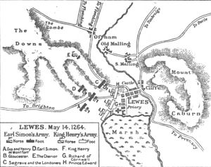 Карта сражения битвы при Льюисе
