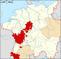 Map indicating the Upper Rhenish Circle of the Holy Roman Empire