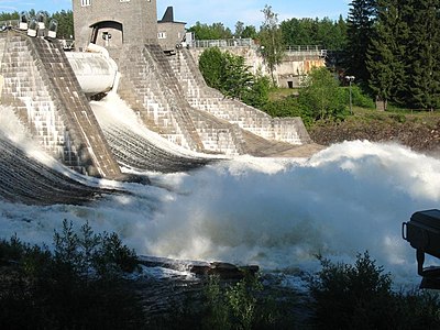 Вуокса в Иматре, пуск воды на водоскате Иматранкоски