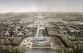 Вид на парк Версаля с высоты птичьего полёта. XIX век.