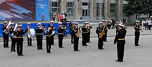Выступление оркестра Беломорской базы в честь Дня Военно-Морского Флота в городе Северодвинске.