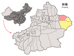 Баркёль-Казахский автономный уезд на карте