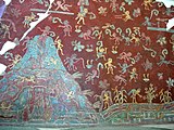 Фрагмент сохранившейся настенной росписи из комплекса Тепантитла, предположительно портрет Великой богини, Мексика
