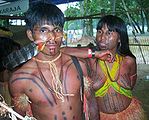 Окраска на теле, аборигены Бразилии (фото около 2000 года)